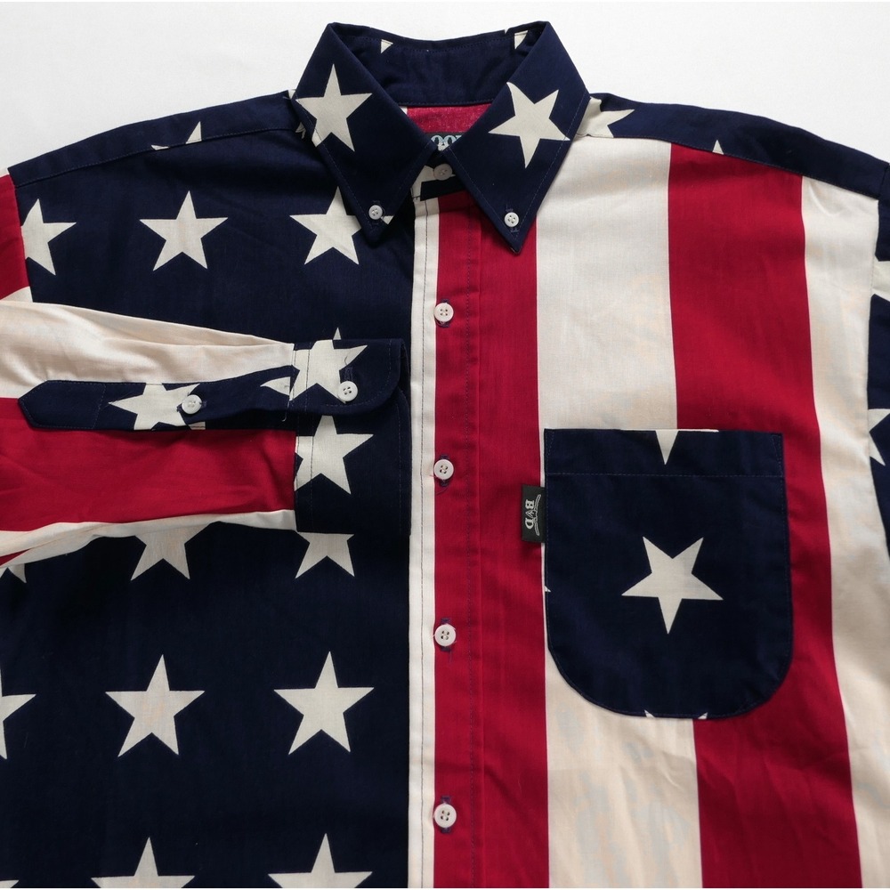Brooks & Dunn x Panhandle Slim American Flag Western Shirt Mens S USA Made 90s
